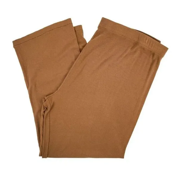 SKIMS Ribbed Sleep Wide Leg Plus Size Lounge Pants 3XL Gold - Picture 4 of 8